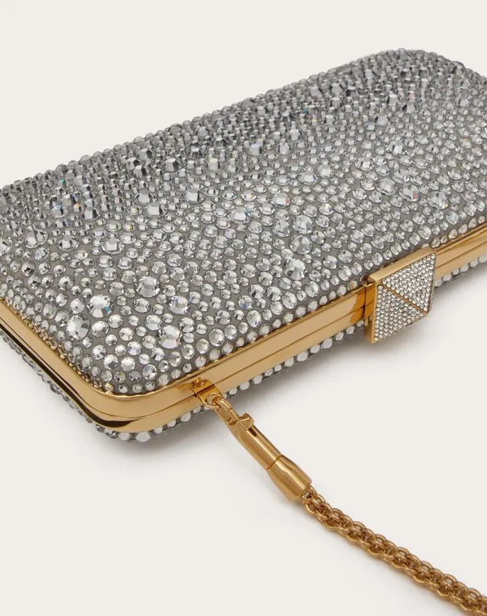 Valentino Mini Bags Woman Carry Secrets Rhinestone Minaudiere For Woman In Beigecrystal Beigecrystal Valentino Mini Bags Woman Carry Secrets Rhinestone Minaudiere For Woman In Beigecrystal Beigecrystal