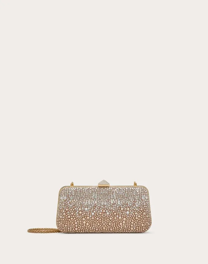 Valentino Mini Bags Woman Carry Secrets Rhinestone Minaudiere For Woman In Beigecrystal Beigecrystal Valentino Mini Bags Woman Carry Secrets Rhinestone Minaudiere For Woman In Beigecrystal Beigecrystal