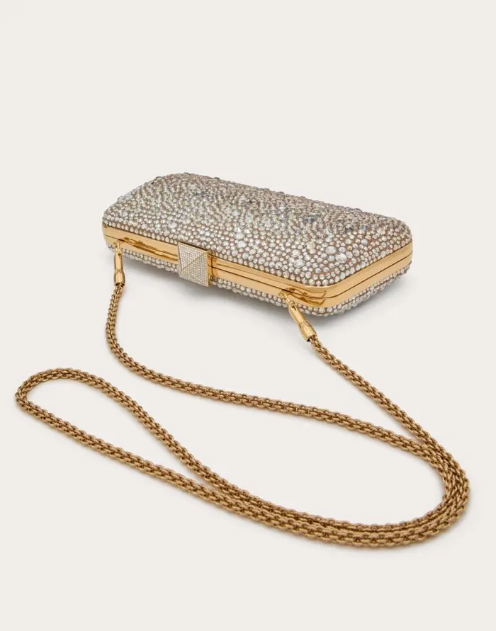 Valentino Mini Bags Woman Carry Secrets Rhinestone Minaudiere For Woman In Beigecrystal Beigecrystal Valentino Mini Bags Woman Carry Secrets Rhinestone Minaudiere For Woman In Beigecrystal Beigecrystal