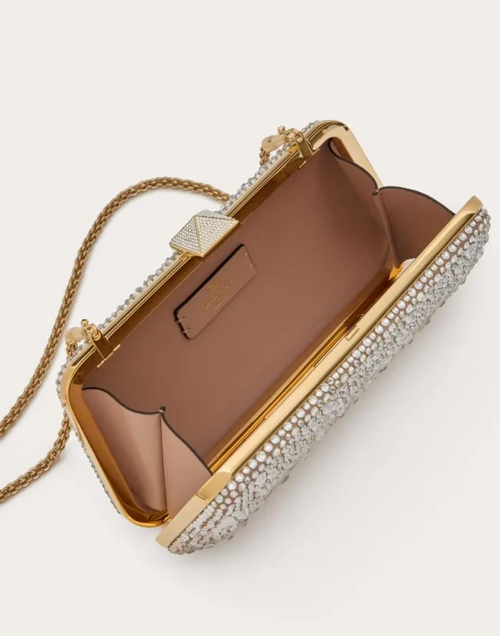 Valentino Mini Bags Woman Carry Secrets Rhinestone Minaudiere For Woman In Beigecrystal Beigecrystal Valentino Mini Bags Woman Carry Secrets Rhinestone Minaudiere For Woman In Beigecrystal Beigecrystal