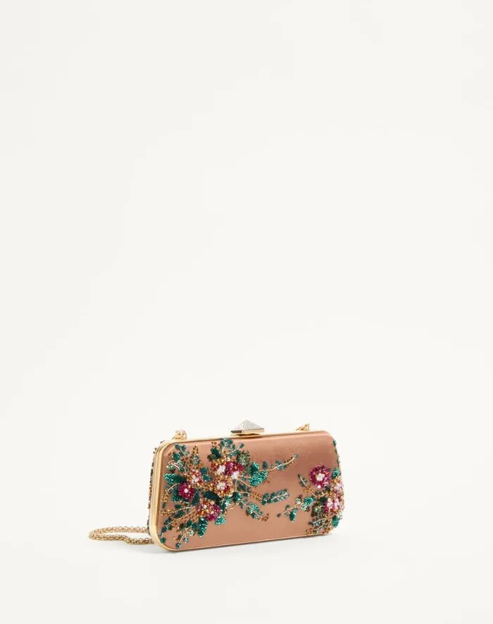 Valentino Mini Bags Woman Carry Secrets Satin Minaudiere With Floral Embroidery For Woman In Champagnemulticolourcrystal Champagnemulticolourcrystal Valentino Mini Bags Woman Carry Secrets Satin Minaudiere With Floral Embroidery For Woman In Champagnemulticolourcrystal Champagnemulticolourcrystal