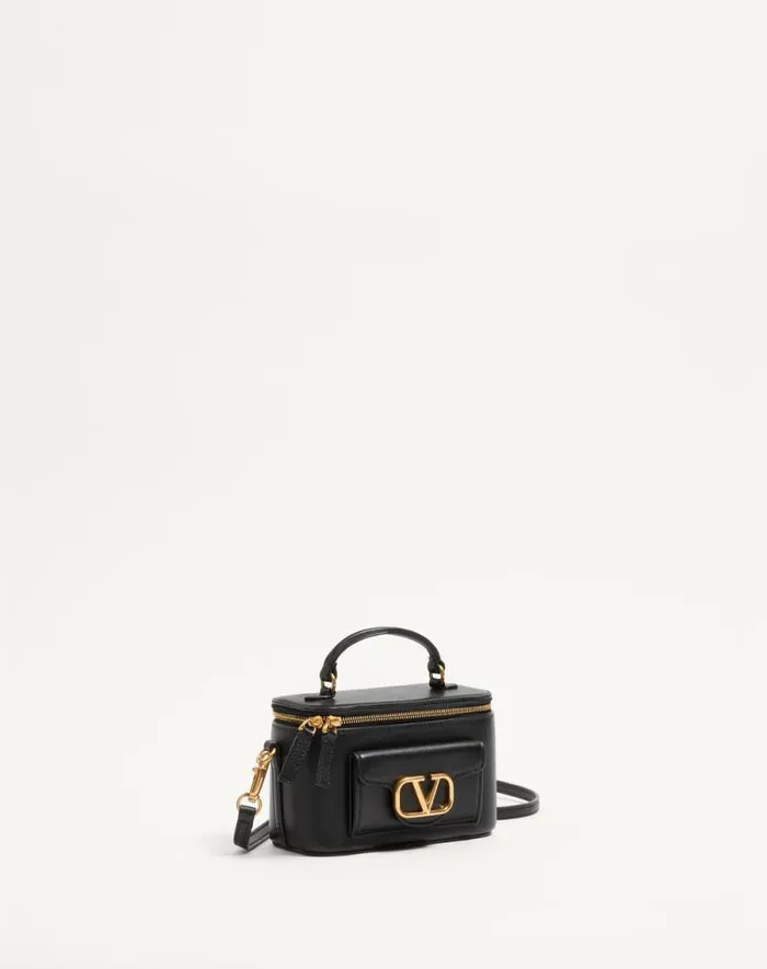 Valentino Mini Bags Woman Loc Mini Handbag In Calfskin For Woman In Black Black Valentino Mini Bags Woman Loc Mini Handbag In Calfskin For Woman In Black Black