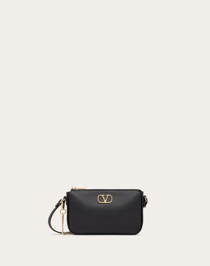 Valentino Mini Bags Woman Mini Vlogo Signature Calfskin Crossbody Bag For Woman In Black Black Valentino Mini Bags Woman Mini Vlogo Signature Calfskin Crossbody Bag For Woman In Black Black