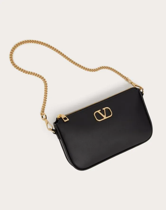 Valentino Mini Bags Woman Mini Vlogo Signature Calfskin Crossbody Bag For Woman In Black Black Valentino Mini Bags Woman Mini Vlogo Signature Calfskin Crossbody Bag For Woman In Black Black