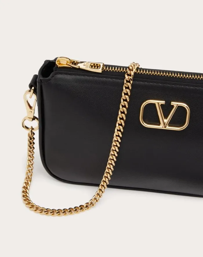 Valentino Mini Bags Woman Mini Vlogo Signature Calfskin Crossbody Bag For Woman In Black Black Valentino Mini Bags Woman Mini Vlogo Signature Calfskin Crossbody Bag For Woman In Black Black