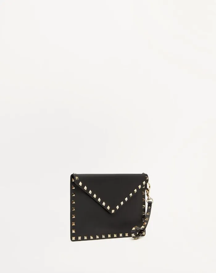 Valentino Mini Bags Woman Rockstud Calfskin Pouch For Woman In Poudre Poudre Valentino Mini Bags Woman Rockstud Calfskin Pouch For Woman In Poudre Poudre