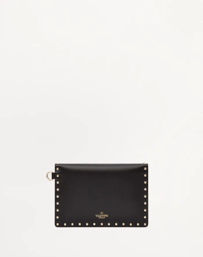 Valentino Mini Bags Woman Rockstud Calfskin Pouch For Woman In Poudre Poudre Valentino Mini Bags Woman Rockstud Calfskin Pouch For Woman In Poudre Poudre