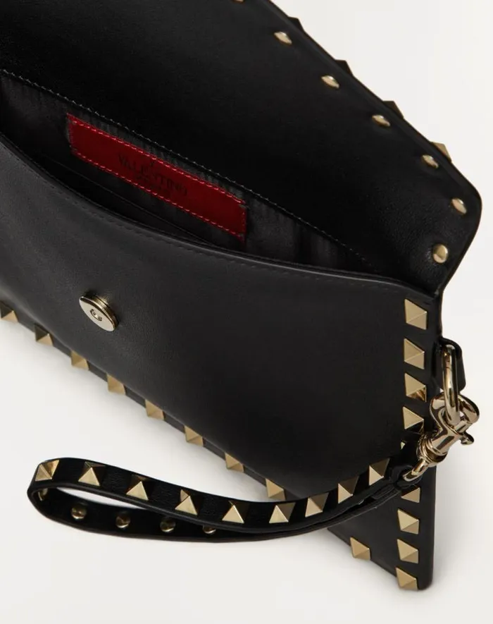 Valentino Mini Bags Woman Rockstud Calfskin Pouch For Woman In Poudre Poudre Valentino Mini Bags Woman Rockstud Calfskin Pouch For Woman In Poudre Poudre