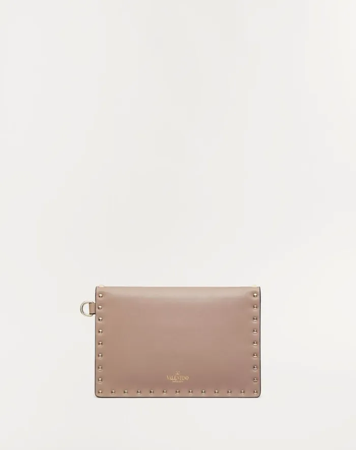 Valentino Mini Bags Woman Rockstud Calfskin Pouch For Woman In Poudre Poudre Valentino Mini Bags Woman Rockstud Calfskin Pouch For Woman In Poudre Poudre