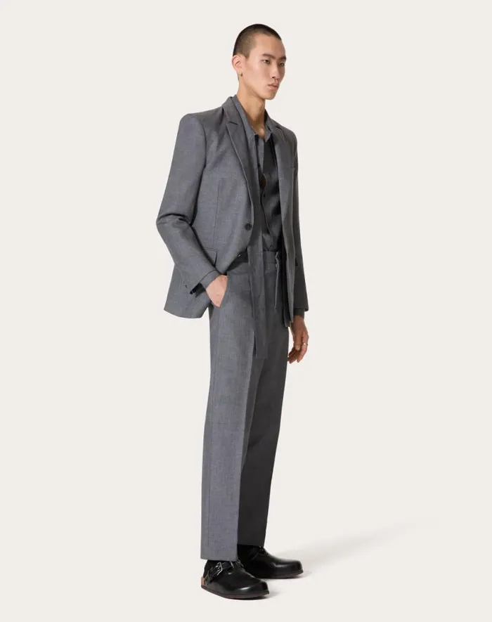 Valentino Pants And Shorts Man Linen Pants For Man In Light Grey Light Grey Valentino Pants And Shorts Man Linen Pants For Man In Light Grey Light Grey