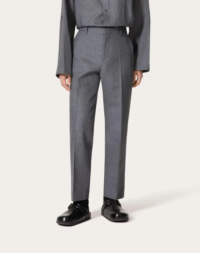 Valentino Pants And Shorts Man Linen Pants For Man In Light Grey Light Grey Valentino Pants And Shorts Man Linen Pants For Man In Light Grey Light Grey