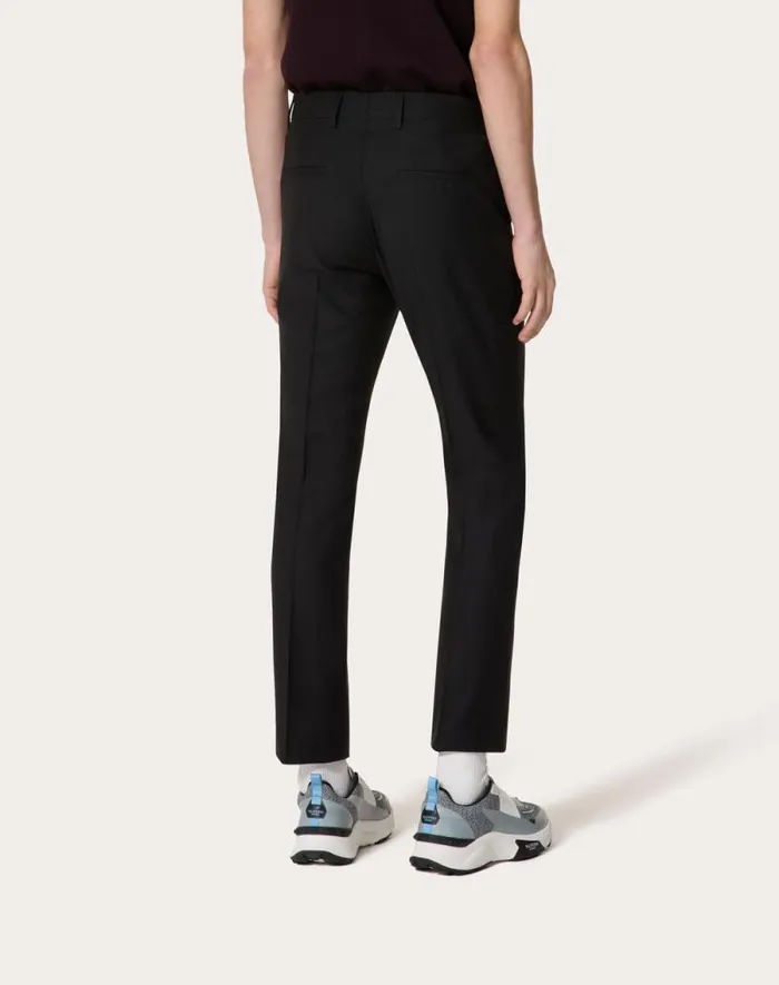 Valentino Pants And Shorts Man Mohair Wool Pants For Man In Dark Blue Dark Blue Valentino Pants And Shorts Man Mohair Wool Pants For Man In Dark Blue Dark Blue