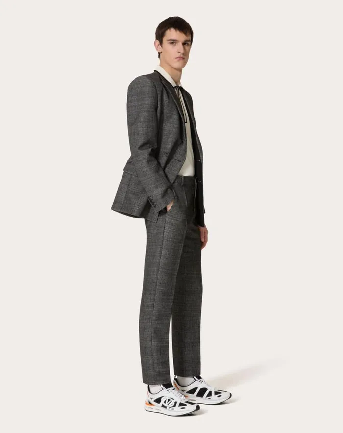 Valentino Pants And Shorts Man Technical Wool Pants For Man In Black Black