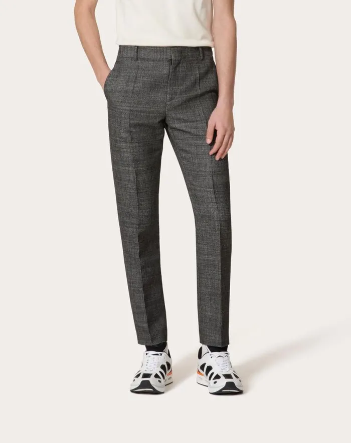 Valentino Pants And Shorts Man Technical Wool Pants For Man In Black Black