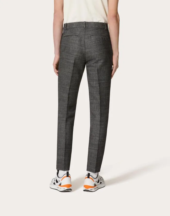 Valentino Pants And Shorts Man Technical Wool Pants For Man In Black Black