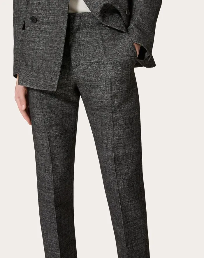 Valentino Pants And Shorts Man Technical Wool Pants For Man In Black Black