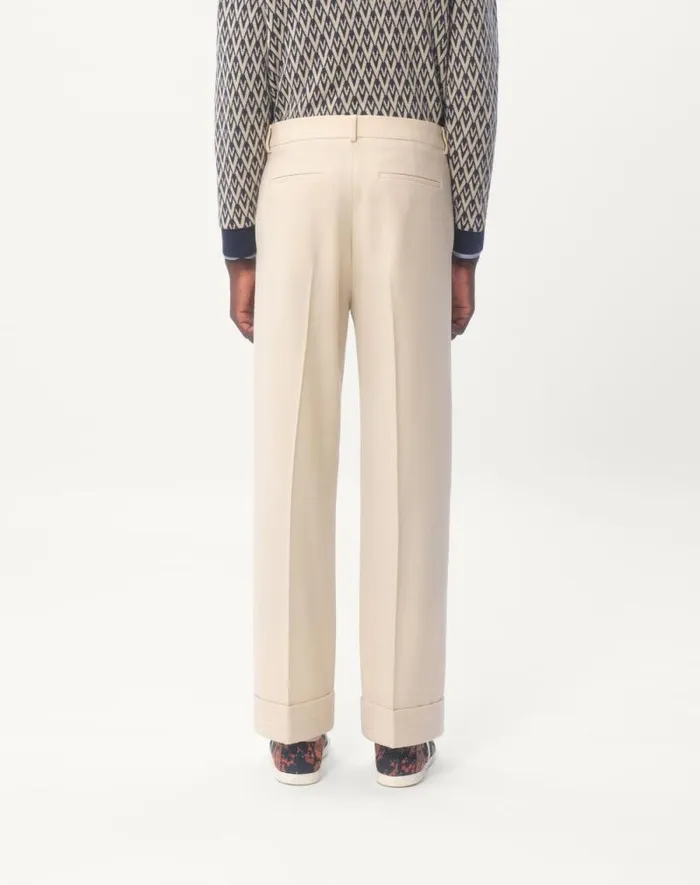 Valentino Pants And Shorts Man Wool Gabardine Pants With Turnups For Man In Butter Butter Valentino Pants And Shorts Man Wool Gabardine Pants With Turnups For Man In Butter Butter