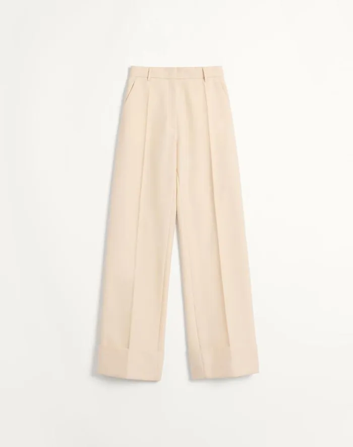 Valentino Pants And Shorts Woman Diagonal Dry Wool Pants For Woman In Ivory Ivory Valentino Pants And Shorts Woman Diagonal Dry Wool Pants For Woman In Ivory Ivory