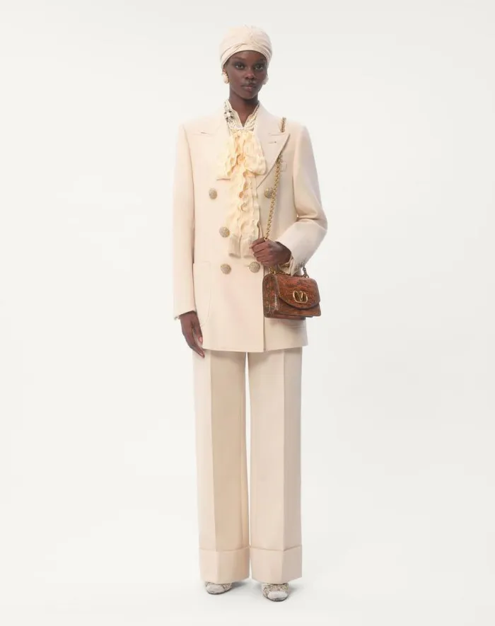 Valentino Pants And Shorts Woman Diagonal Dry Wool Pants For Woman In Ivory Ivory Valentino Pants And Shorts Woman Diagonal Dry Wool Pants For Woman In Ivory Ivory