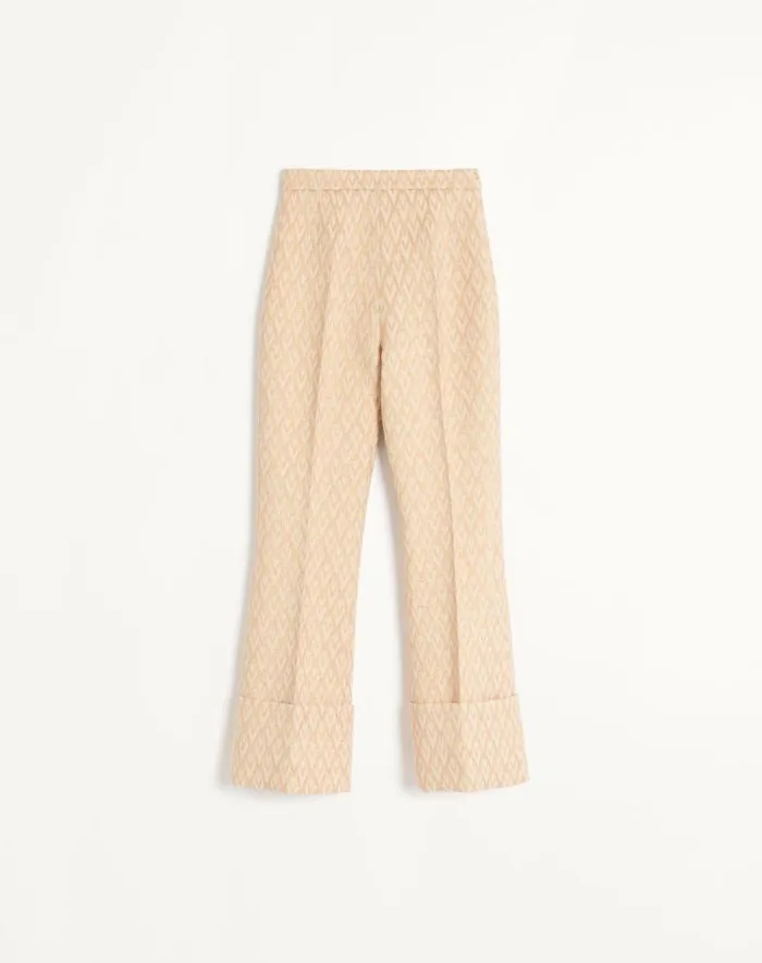 Valentino Pants And Shorts Woman Toute La V Lurex Jacquard Pants For Woman In Birchgold Birchgold Valentino Pants And Shorts Woman Toute La V Lurex Jacquard Pants For Woman In Birchgold Birchgold