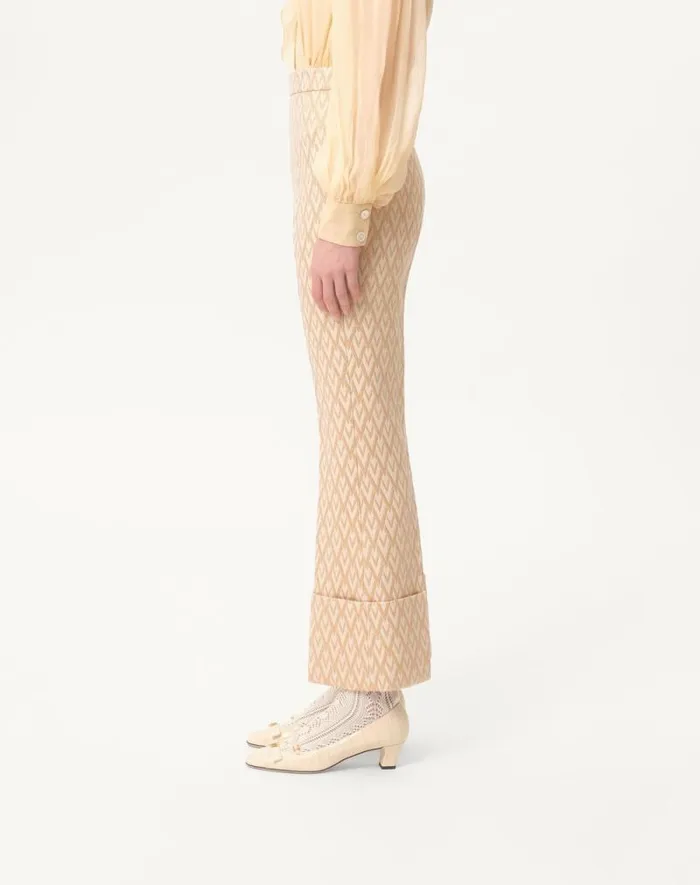Valentino Pants And Shorts Woman Toute La V Lurex Jacquard Pants For Woman In Birchgold Birchgold Valentino Pants And Shorts Woman Toute La V Lurex Jacquard Pants For Woman In Birchgold Birchgold