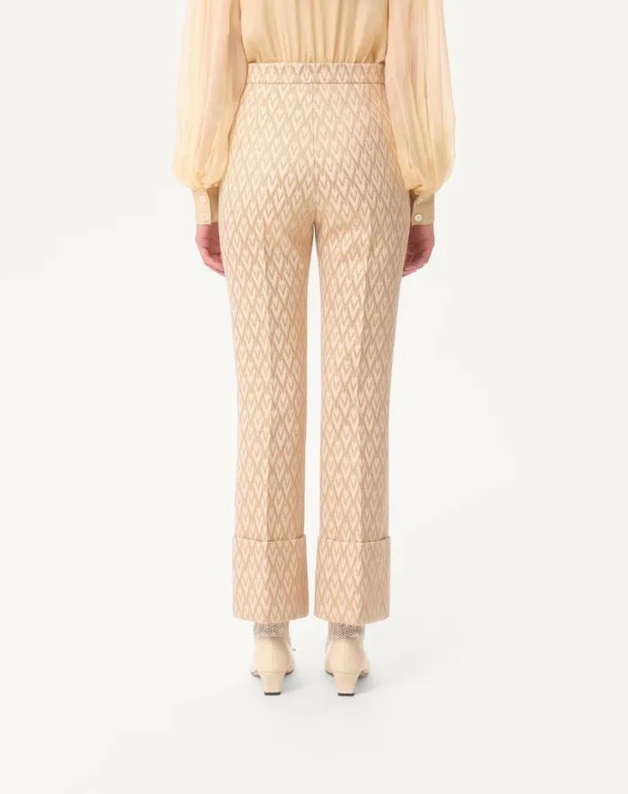 Valentino Pants And Shorts Woman Toute La V Lurex Jacquard Pants For Woman In Birchgold Birchgold Valentino Pants And Shorts Woman Toute La V Lurex Jacquard Pants For Woman In Birchgold Birchgold