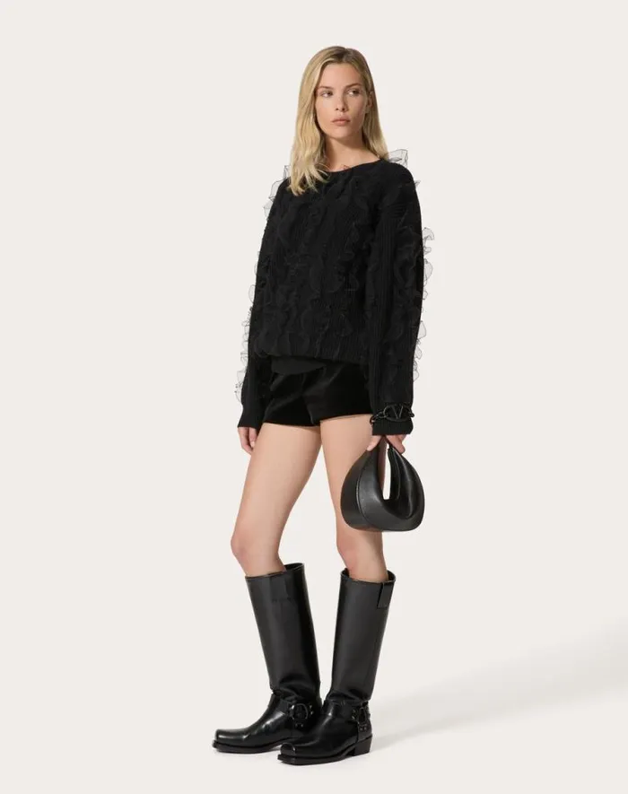 Valentino Pants And Shorts Woman Velvet Shorts For Woman In Black Black Valentino Pants And Shorts Woman Velvet Shorts For Woman In Black Black