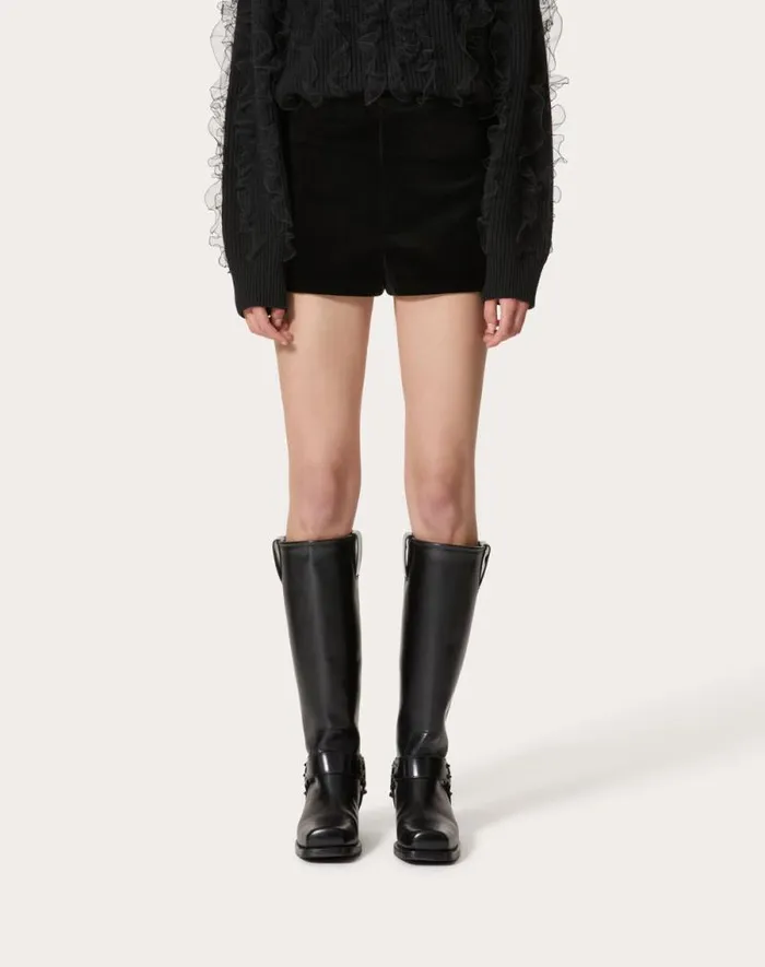 Valentino Pants And Shorts Woman Velvet Shorts For Woman In Black Black Valentino Pants And Shorts Woman Velvet Shorts For Woman In Black Black