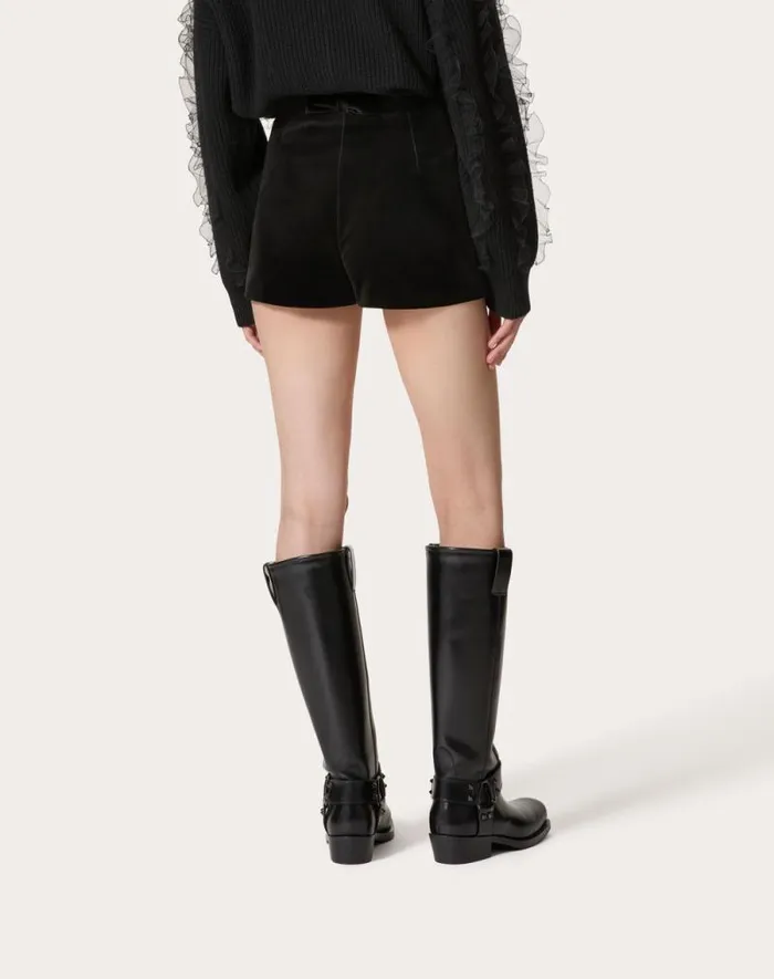 Valentino Pants And Shorts Woman Velvet Shorts For Woman In Black Black Valentino Pants And Shorts Woman Velvet Shorts For Woman In Black Black