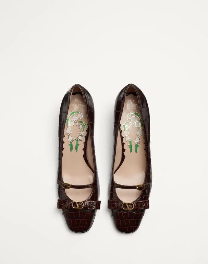 Valentino Pumps Woman Bowow Dcollet In Printed Calfskin 45mm For Woman In Ivory Ivory Valentino Pumps Woman Bowow Dcollet In Printed Calfskin 45mm For Woman In Ivory Ivory