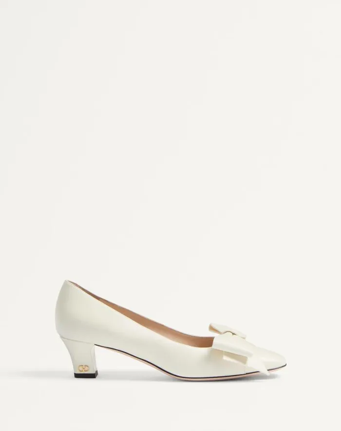 Valentino Pumps Woman Bowow Pumps In Kidskin 45mm For Woman In Ivory Ivory