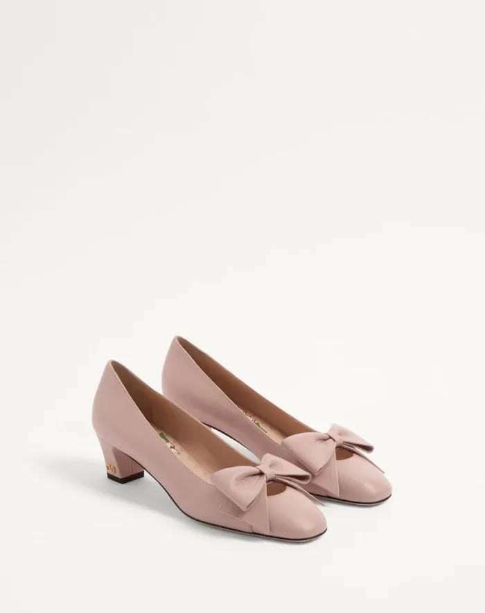 Valentino Pumps Woman Bowow Pumps In Kidskin 45mm For Woman In Ivory Ivory Valentino Pumps Woman Bowow Pumps In Kidskin 45mm For Woman In Ivory Ivory