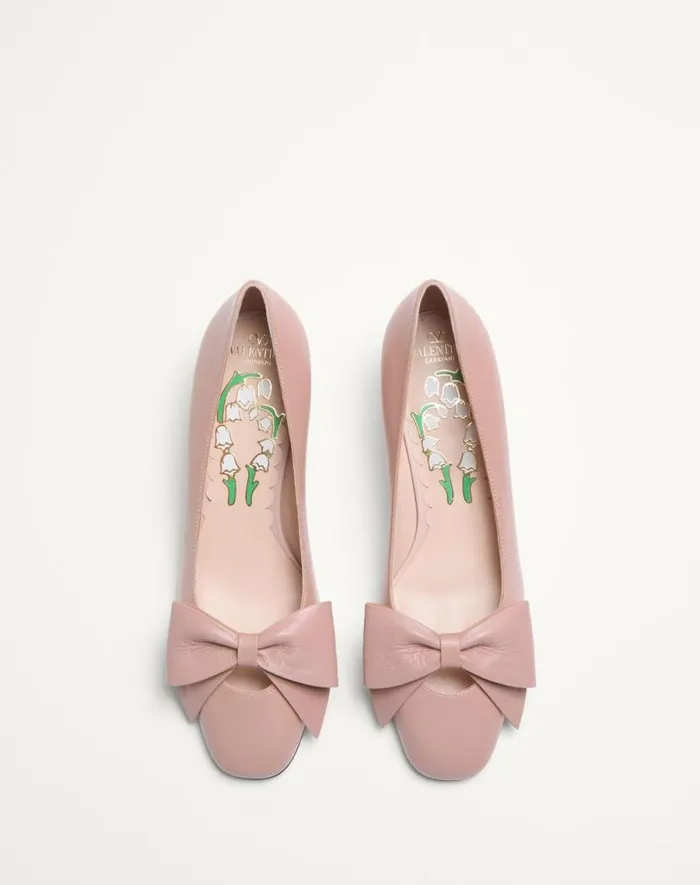 Valentino Pumps Woman Bowow Pumps In Kidskin 45mm For Woman In Ivory Ivory Valentino Pumps Woman Bowow Pumps In Kidskin 45mm For Woman In Ivory Ivory
