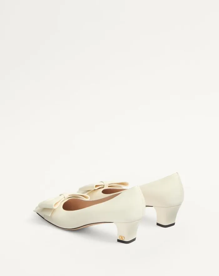 Valentino Pumps Woman Bowow Pumps In Kidskin 45mm For Woman In Ivory Ivory Valentino Pumps Woman Bowow Pumps In Kidskin 45mm For Woman In Ivory Ivory