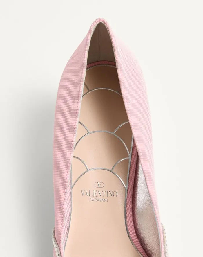 Valentino Pumps Woman Bowow Pumps In Moir Fabric With Crystals 45mm For Woman In Pinksilver Pinksilver Valentino Pumps Woman Bowow Pumps In Moir Fabric With Crystals 45mm For Woman In Pinksilver Pinksilver