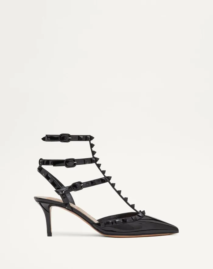 Valentino Pumps Woman Patent Rockstud Pumps With Matching Straps And Studs 65 Mm For Woman In Black Black