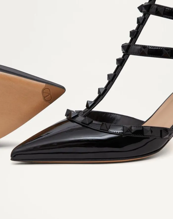 Valentino Pumps Woman Patent Rockstud Pumps With Matching Straps And Studs 65 Mm For Woman In Black Black Valentino Pumps Woman Patent Rockstud Pumps With Matching Straps And Studs 65 Mm For Woman In Black Black