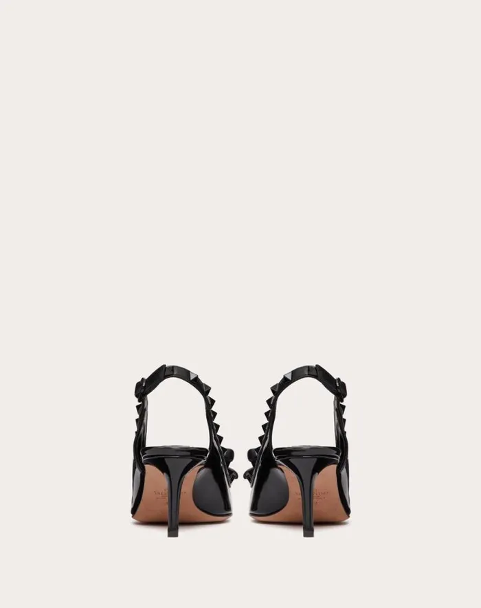 Valentino Pumps Woman Rockstud Bow Slingback Pump In Patent Leather With Matching Studs 60mm For Woman In Black Black Valentino Pumps Woman Rockstud Bow Slingback Pump In Patent Leather With Matching Studs 60mm For Woman In Black Black
