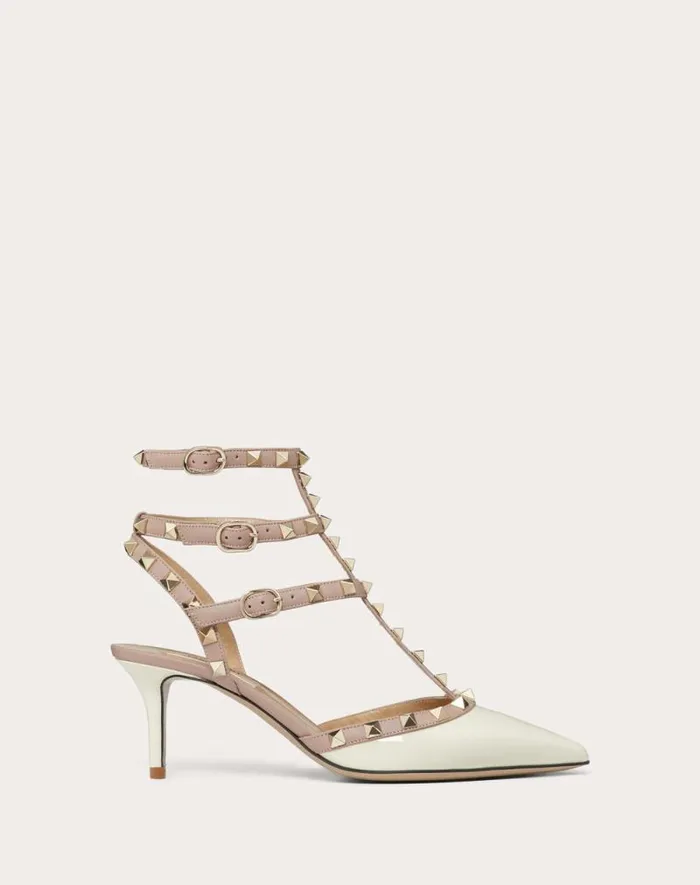 Valentino Pumps Woman Rockstud Caged Pump 65mm For Woman In Ivorypoudre Ivorypoudre