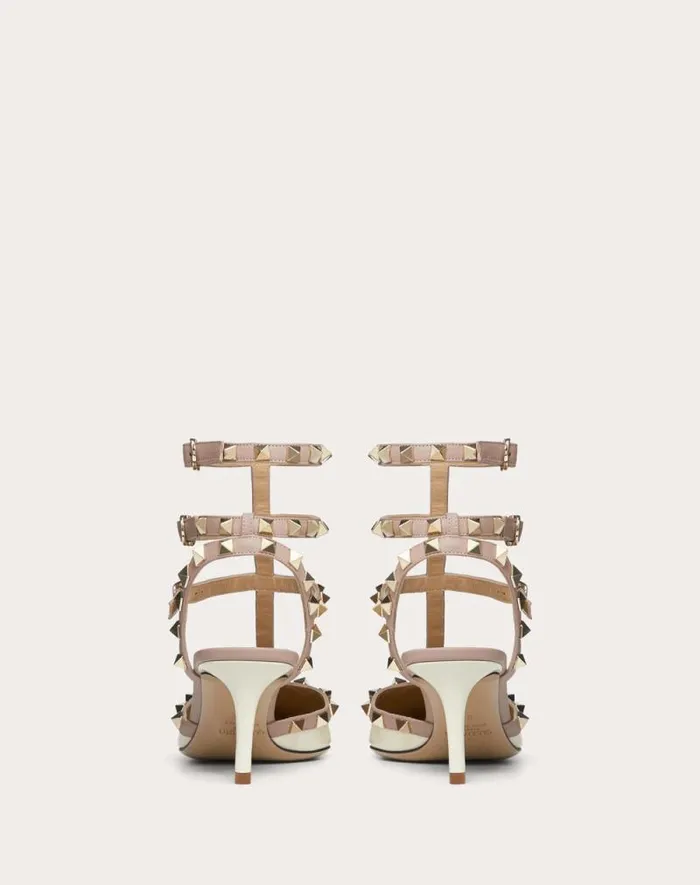 Valentino Pumps Woman Rockstud Caged Pump 65mm For Woman In Ivorypoudre Ivorypoudre