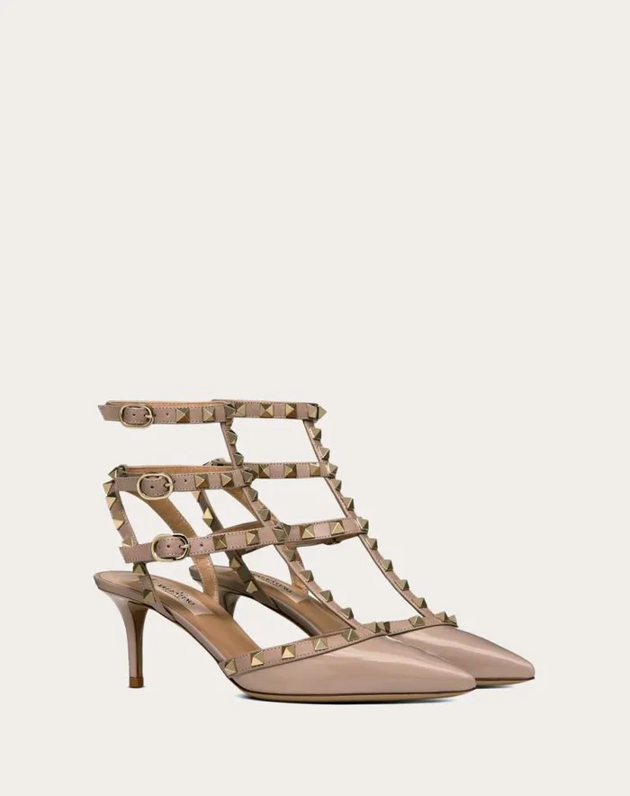 Valentino Pumps Woman Rockstud Caged Pump 65mm For Woman In Ivorypoudre Ivorypoudre