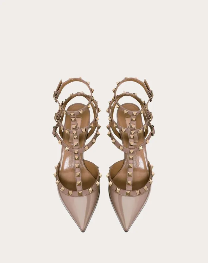 Valentino Pumps Woman Rockstud Caged Pump 65mm For Woman In Ivorypoudre Ivorypoudre