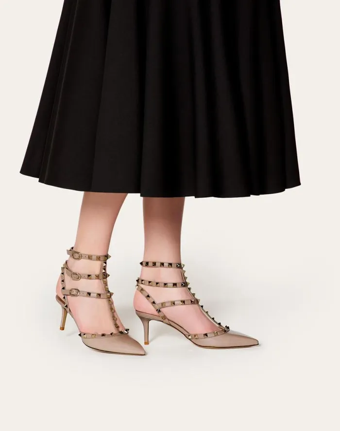 Valentino Pumps Woman Rockstud Caged Pump 65mm For Woman In Poudre Poudre