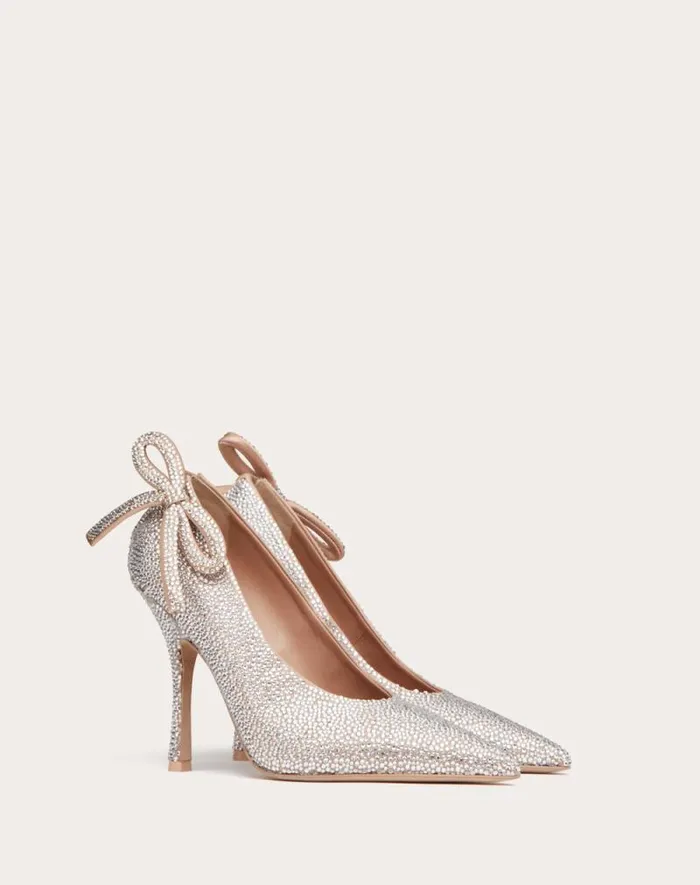 Valentino Pumps Woman Valentino Garavani Niteout Pump With Crystals 110 Mm For Woman In Crystal Crystal