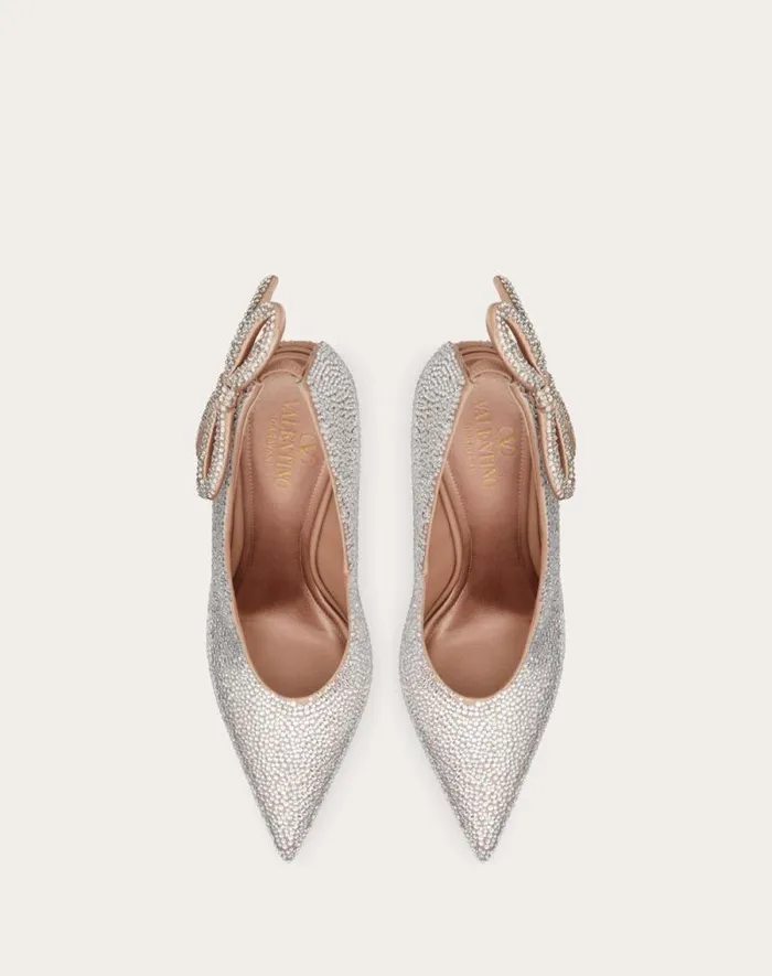 Valentino Pumps Woman Valentino Garavani Niteout Pump With Crystals 110 Mm For Woman In Crystal Crystal