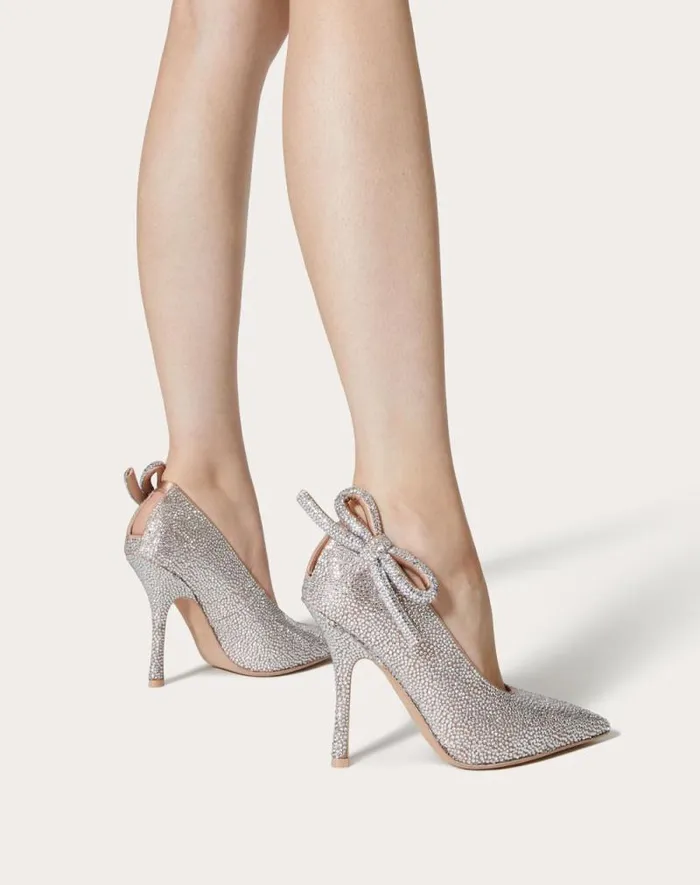Valentino Pumps Woman Valentino Garavani Niteout Pump With Crystals 110 Mm For Woman In Crystal Crystal