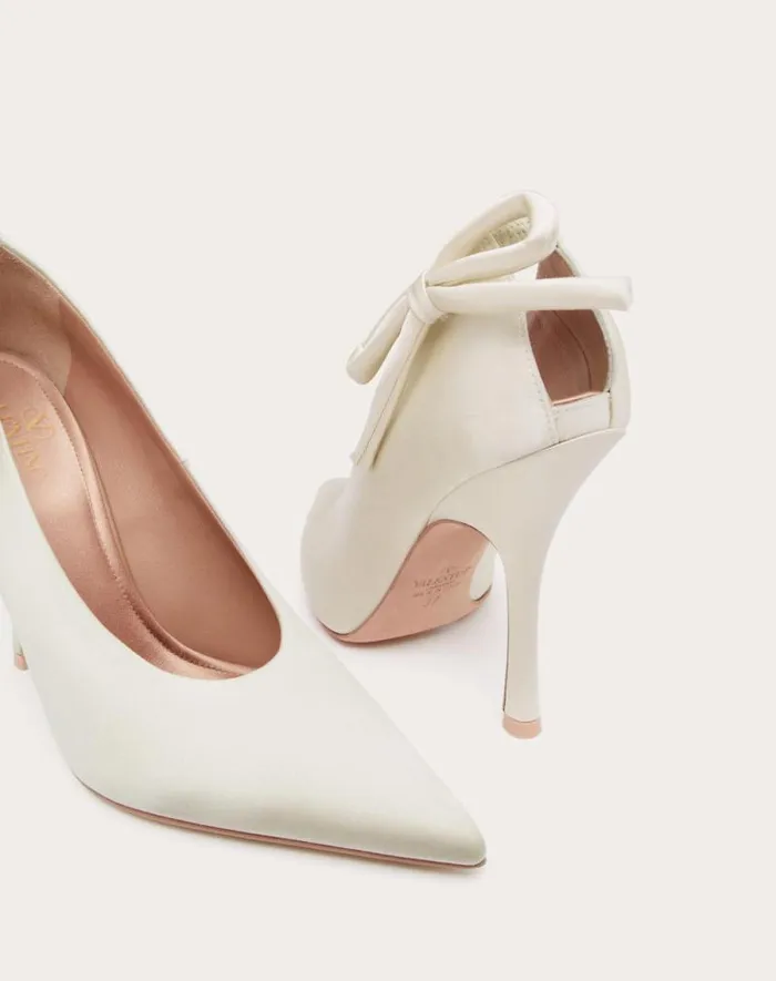 Valentino Pumps Woman Valentino Garavani Niteout Satin Pump 110 Mm For Woman In Ivory Ivory Valentino Pumps Woman Valentino Garavani Niteout Satin Pump 110 Mm For Woman In Ivory Ivory