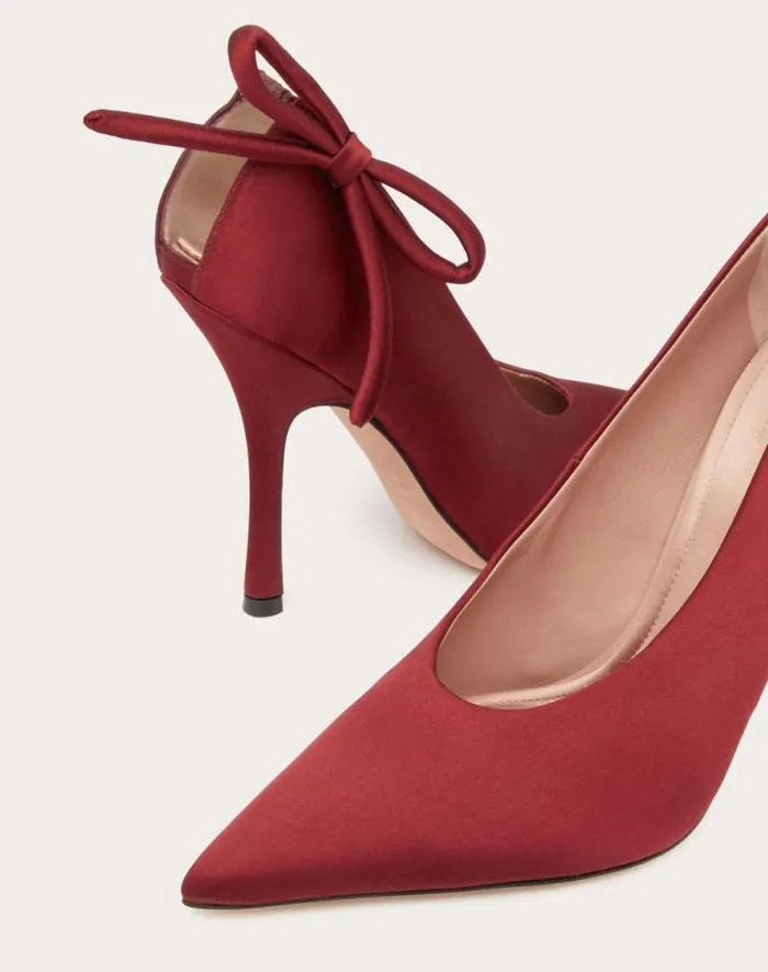 Valentino Pumps Woman Valentino Garavani Niteout Satin Pump 110 Mm For Woman In Maroon Maroon Valentino Pumps Woman Valentino Garavani Niteout Satin Pump 110 Mm For Woman In Maroon Maroon