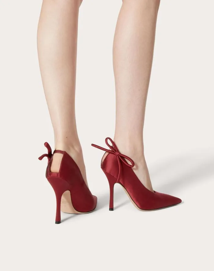 Valentino Pumps Woman Valentino Garavani Niteout Satin Pump 110 Mm For Woman In Maroon Maroon Valentino Pumps Woman Valentino Garavani Niteout Satin Pump 110 Mm For Woman In Maroon Maroon