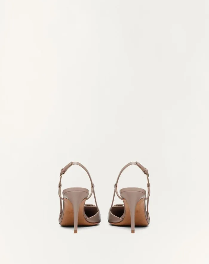 Valentino Pumps Woman Vlogo Signature Calfskin Slingback Pump 80 Mm 315 In For Woman In Poudre Poudre